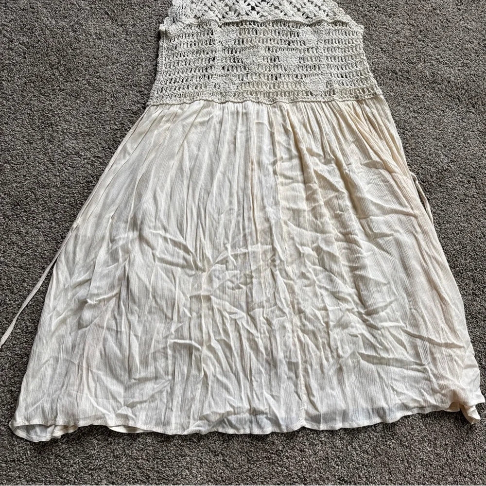 Hem & Thread Women’s Medium Cream Crochet Top Dress - Picture 12 of 13